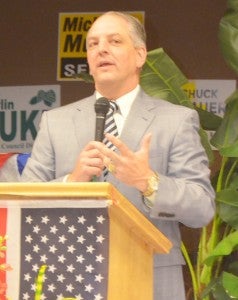 State Rep. John Bel Edwards, who is from Amite and is running for governor, was the guest speaker at the Washington Parish Democratic Party Banquet on Thursday night.