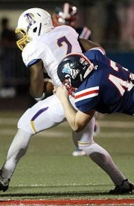 COURTESY PHOTO West Monroe’s John Bailey Gullatt makes a tackle in a game this season. Gullatt, who has a local connection, was named a first-team Class 5A all-state linebacker by the Louisiana Football Coaches Association and he made the composite team. 