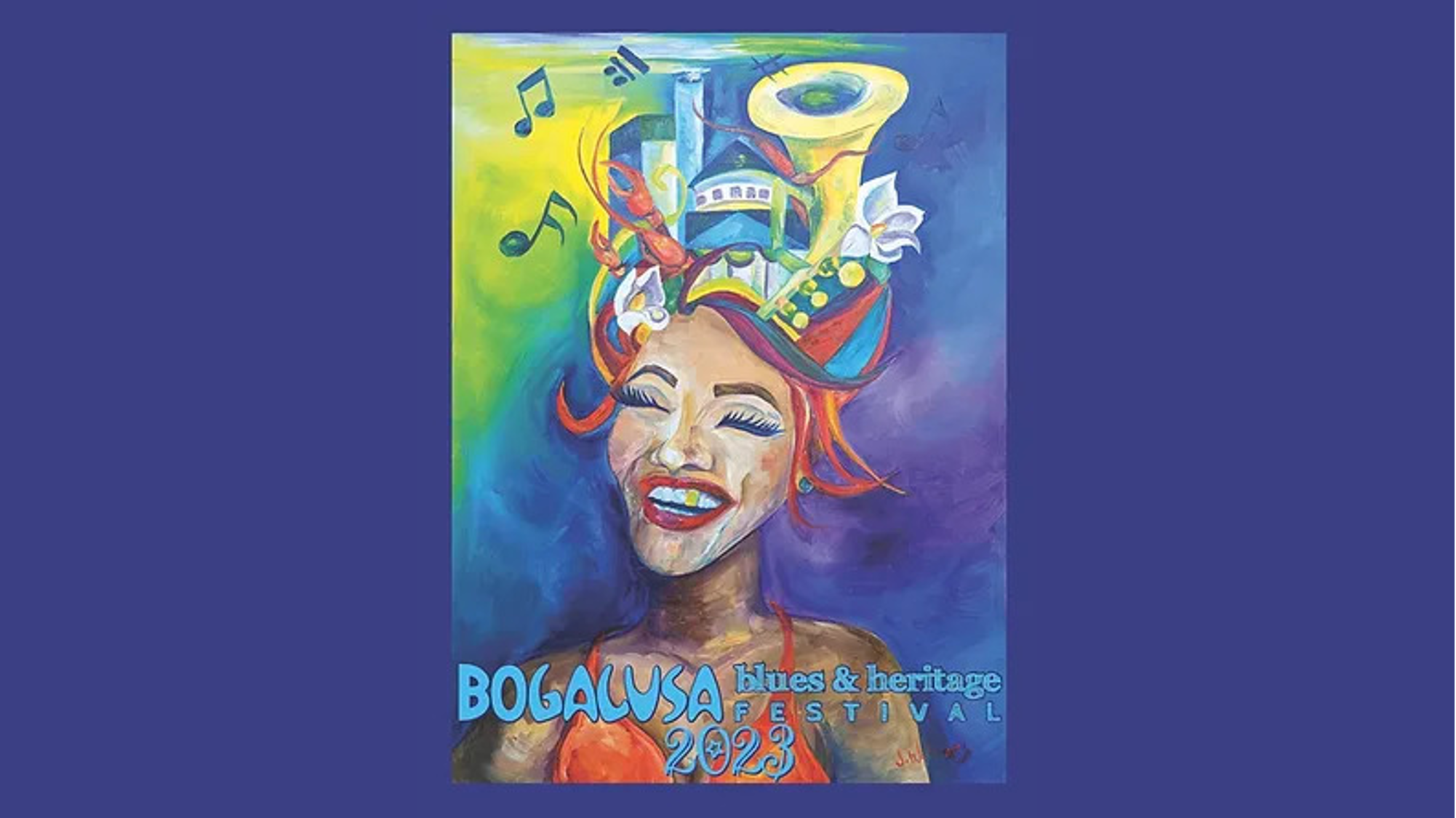 The Bogalusa Blues & Heritage Festival 2023 poster by local artist Jessica Williams.